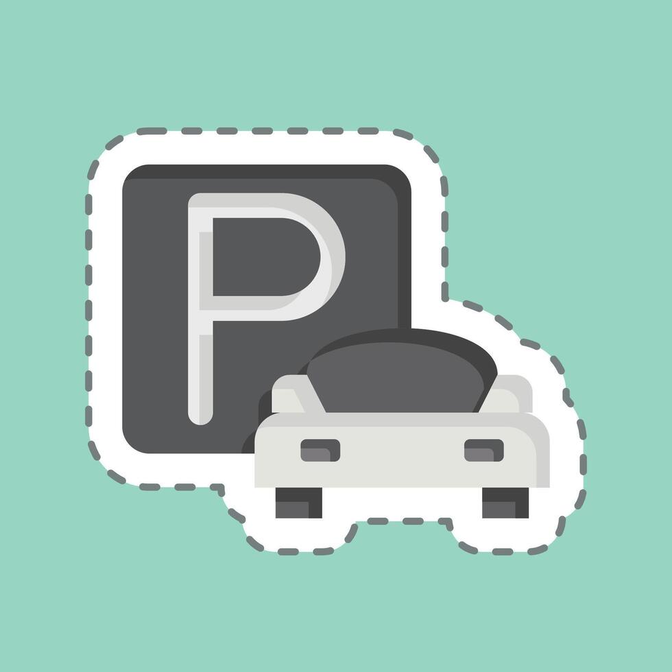 Sticker line cut Parking. related to Parking symbol. design editable vector