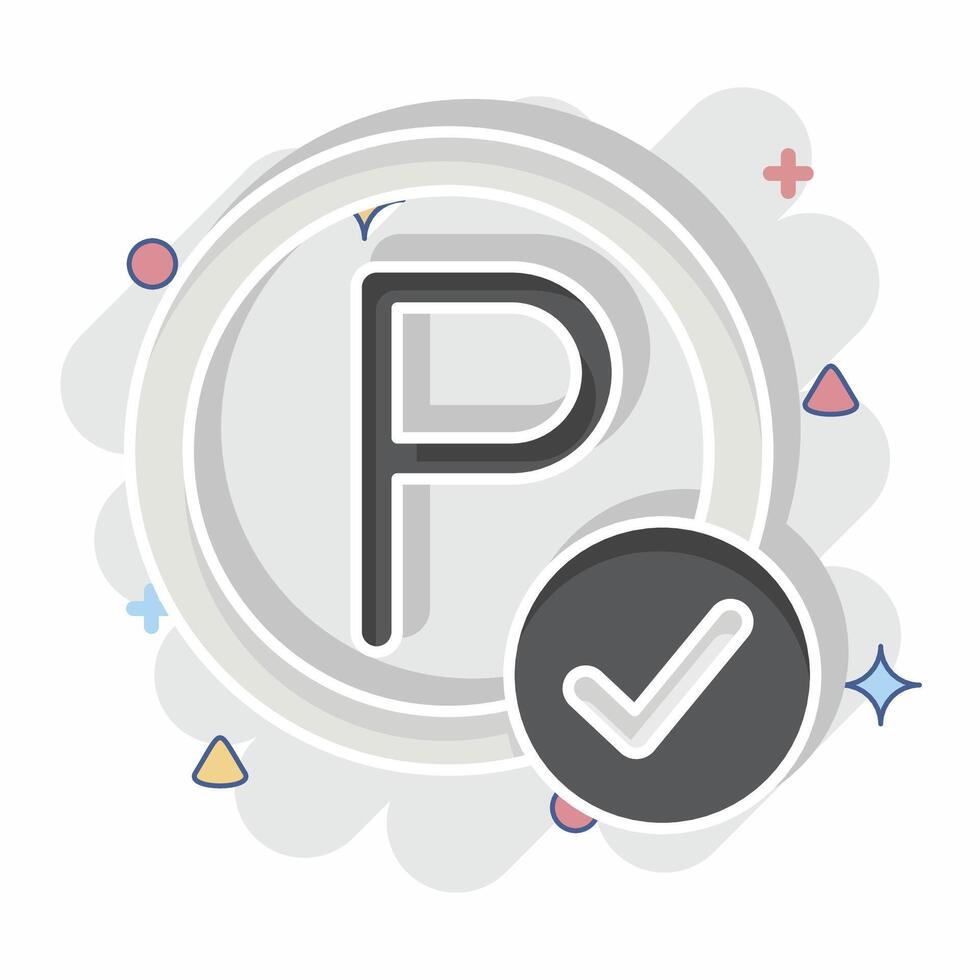 Icon Parking Time. related to Parking symbol. comic style. design editable vector