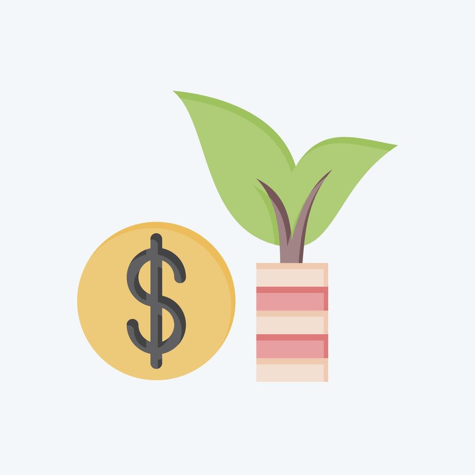 Icon Growing Coin. related to Savings symbol. flat style. design editable vector