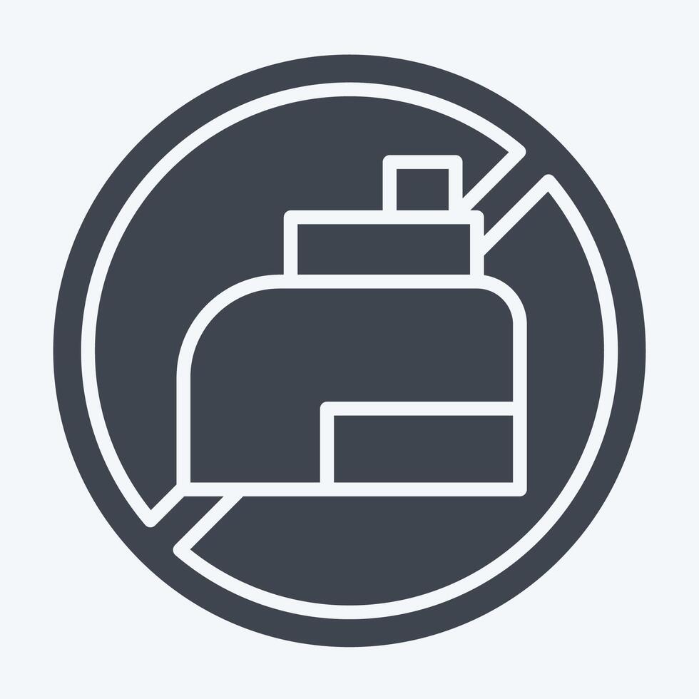 Icon No Vaping. related to Vape symbol. glyph style. design editable vector