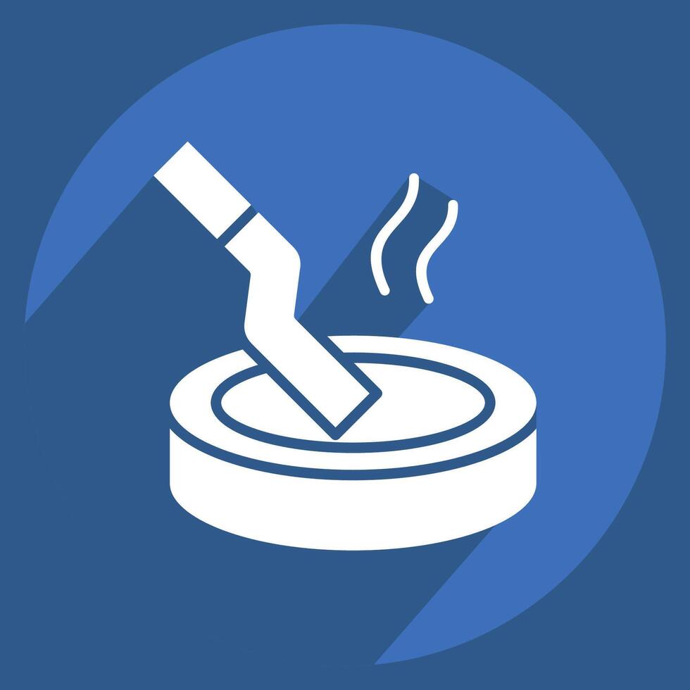 Icon Ashtray. related to Smoking symbol. long shadow style. design editable vector