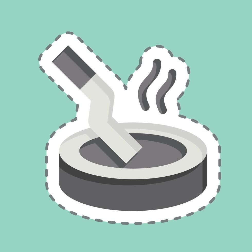 Sticker line cut Ashtray. related to Smoking symbol. design editable vector