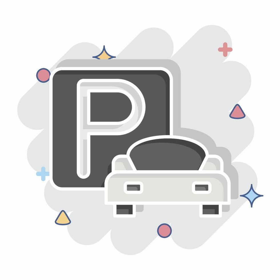 Icon Parking. related to Parking symbol. comic style. design editable vector