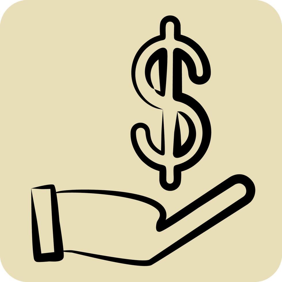 Icon Money Management. related to Savings symbol. hand drawn style. design editable vector