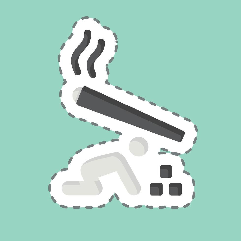 Sticker line cut Passive Smoking. related to Smoking symbol. design editable vector
