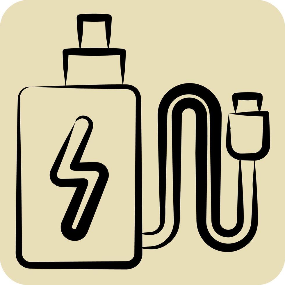 Icon Charging. related to Vape symbol. hand drawn style. design editable vector