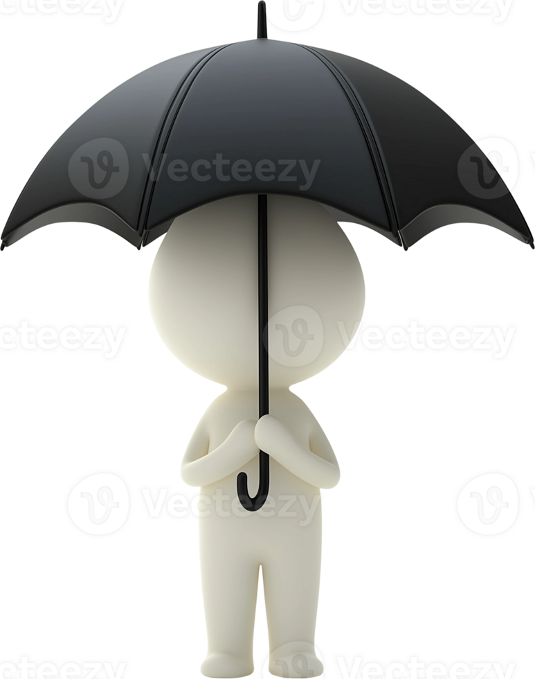 3d cartoon character with umbrella png