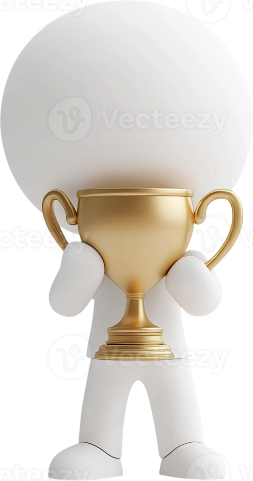 3d character holding a trophy png