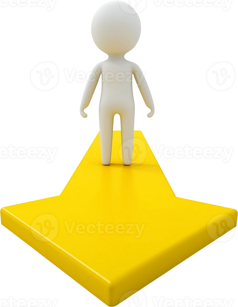 3d people standing on yellow arrow png