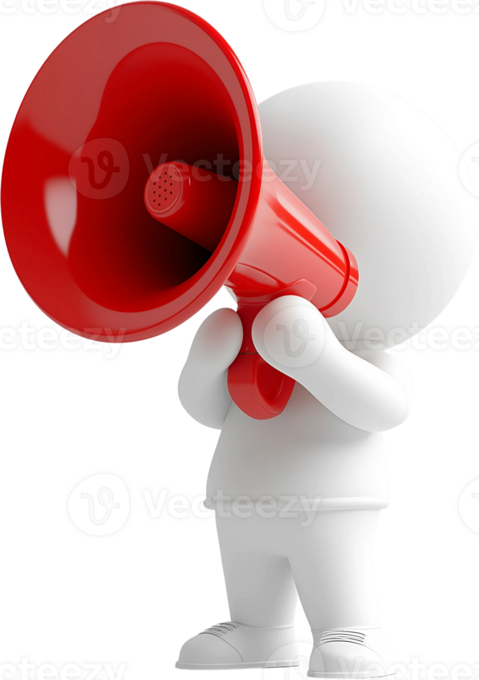 3d people with megaphone png