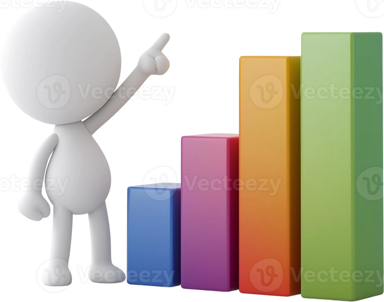 3d man with bar chart png