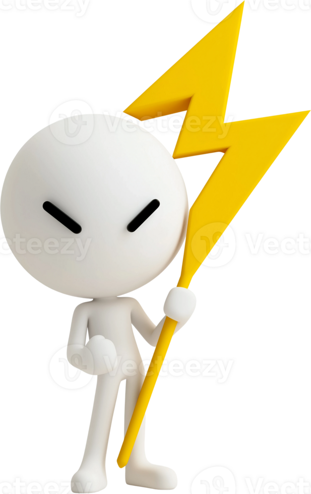 3d cartoon character with lightning bolt png