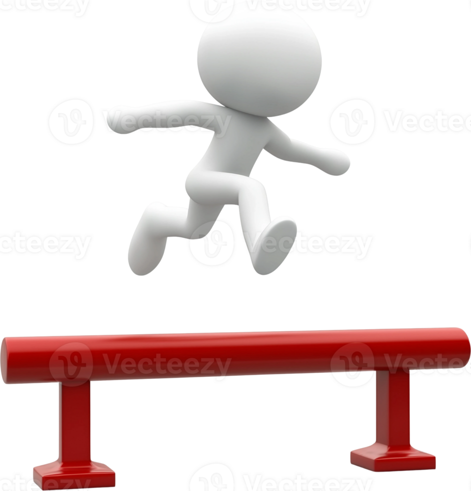 3d character jumping over a red bar png