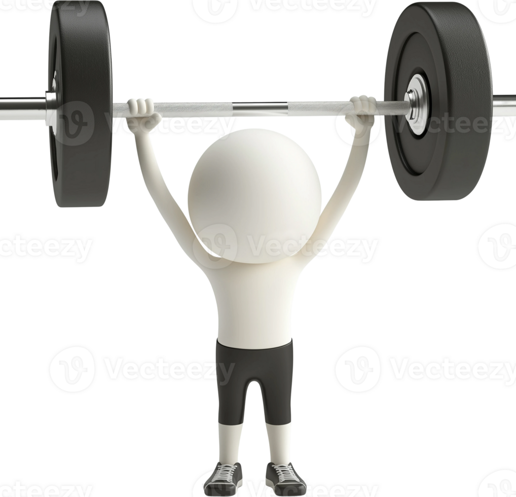 3d character lifting a barbell png