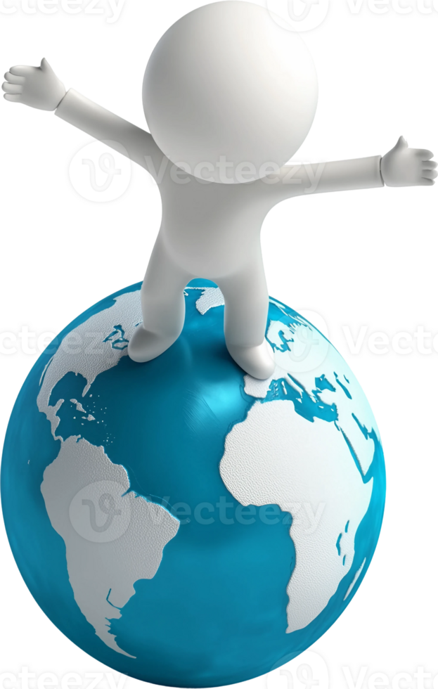 3d people standing on the globe png