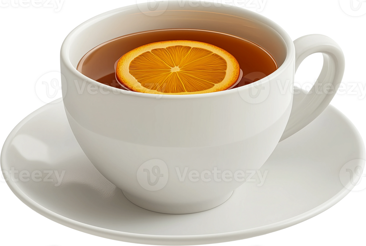 orange tea cup with saucer transparent background png