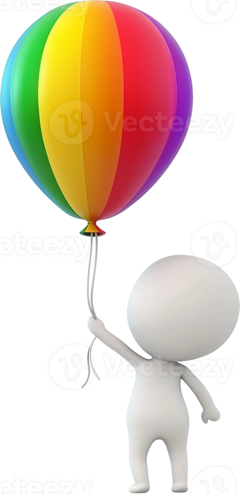 3D cartoon character with a balloon png