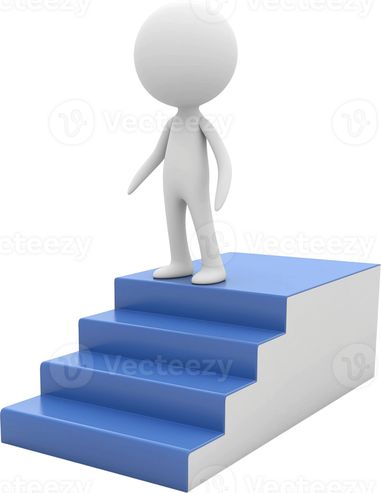 3d character standing on stairs png