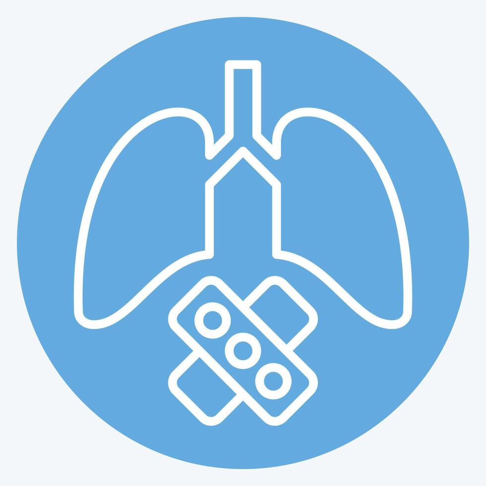 Icon Damaged Lungs. related to Smoking symbol. blue eyes style. design editable vector