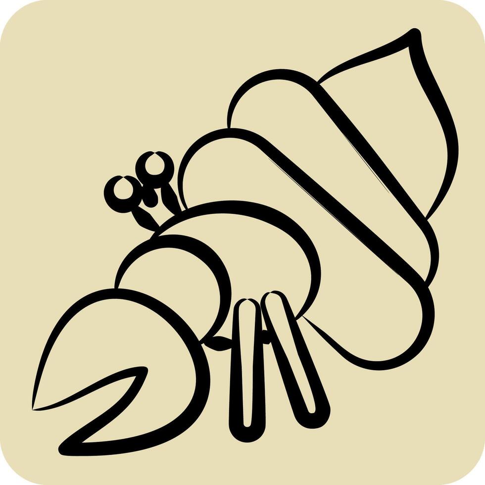 Icon Crab. related to Summer symbol. hand drawn style. design editable vector