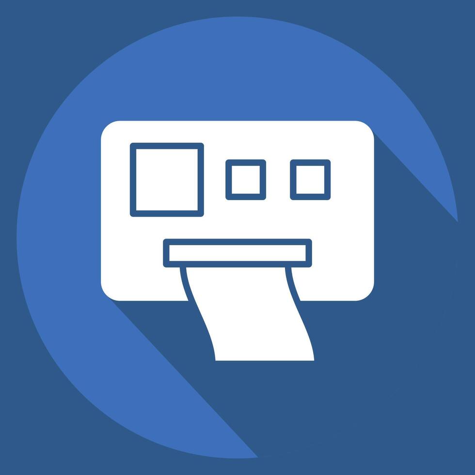 Icon Ticket Machine. related to Parking symbol. long shadow style. design editable vector