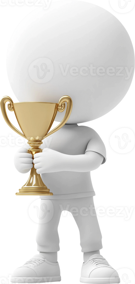 3d man holding a trophy png