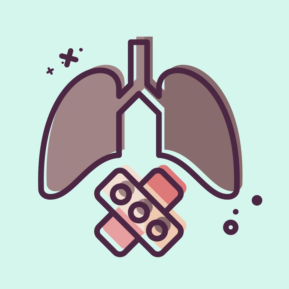Icon Damaged Lungs. related to Smoking symbol. MBE style. design editable vector