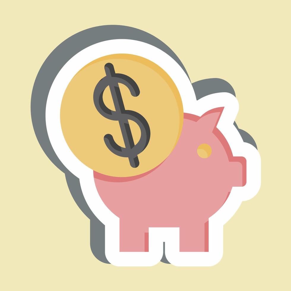Sticker Piggy Bank. related to Savings symbol. design editable vector