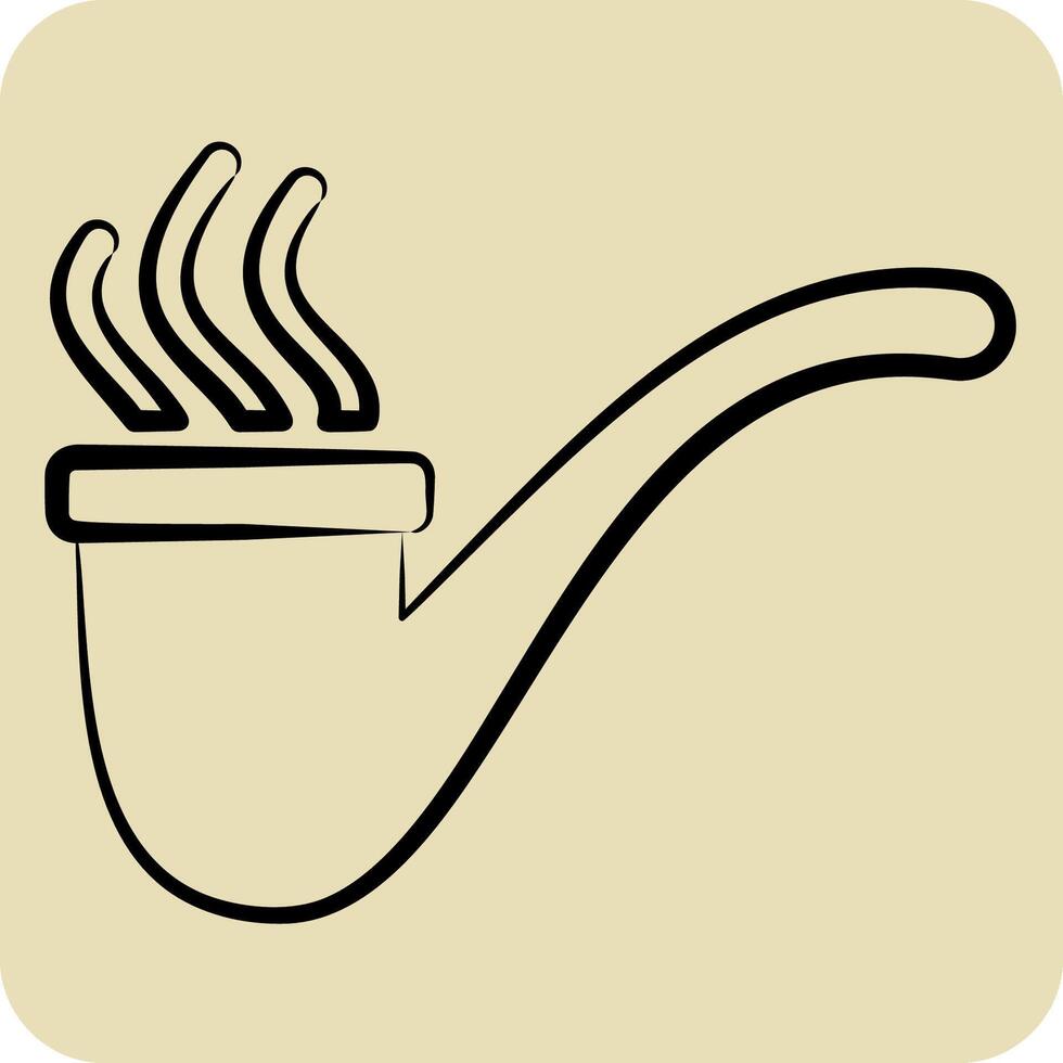 Icon Pipe. related to Smoking symbol. hand drawn style. design editable vector