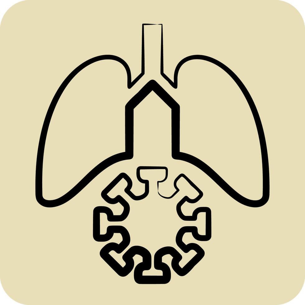 Icon Lung Cancer. related to Smoking symbol. hand drawn style. design editable vector