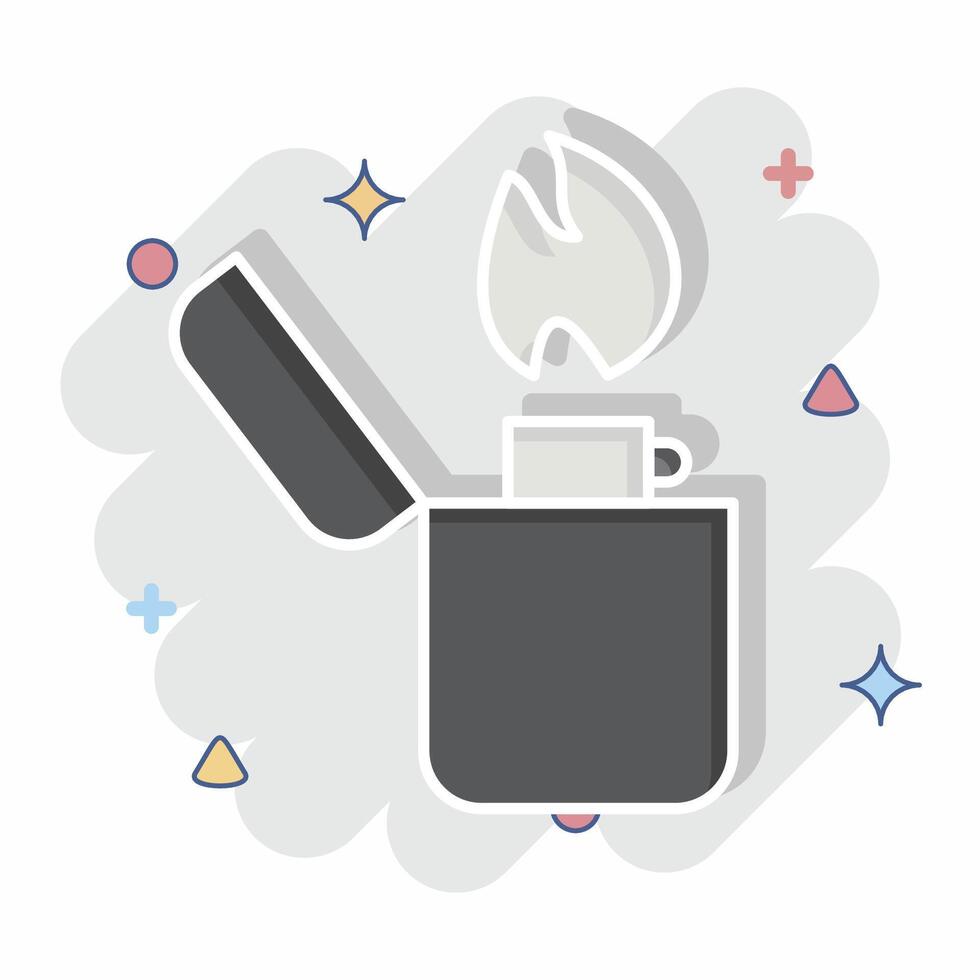 Icon Lighter. related to Smoking symbol. comic style. design editable vector