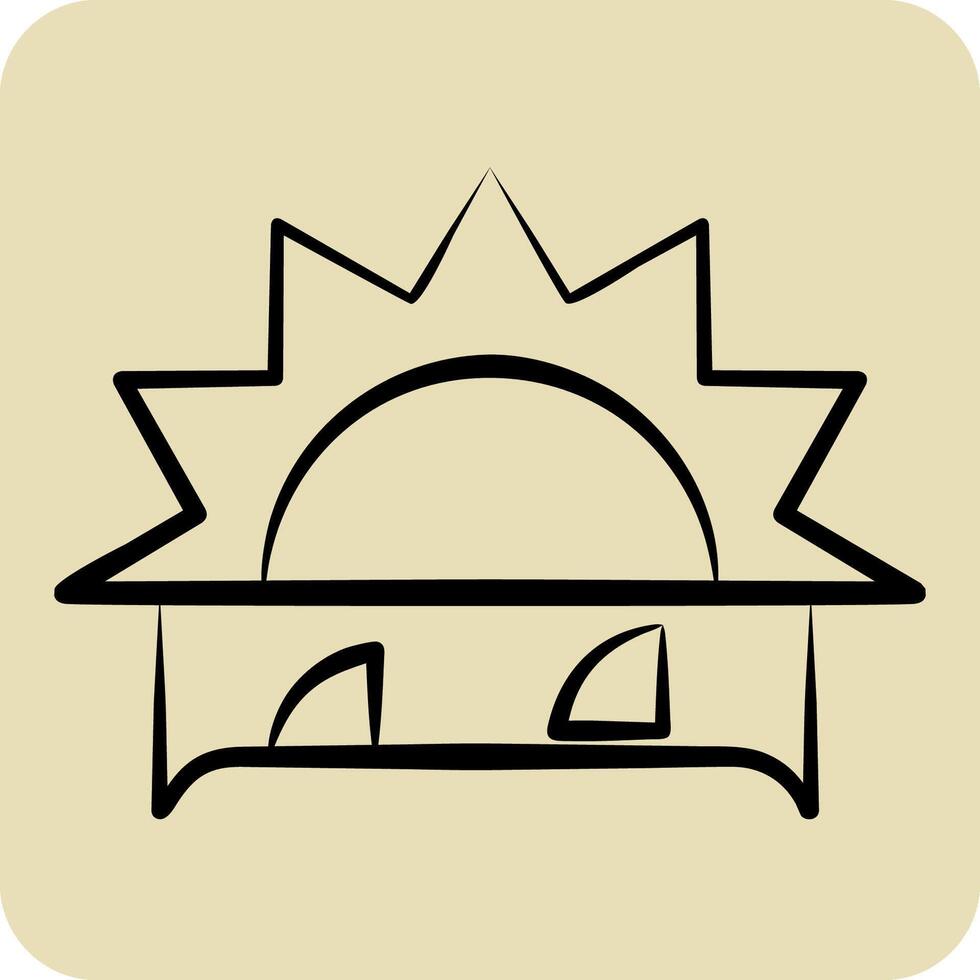 Icon Sunset. related to Summer symbol. hand drawn style. design editable vector