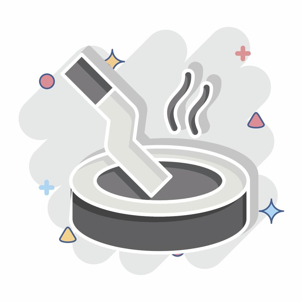 Icon Ashtray. related to Smoking symbol. comic style. design editable vector
