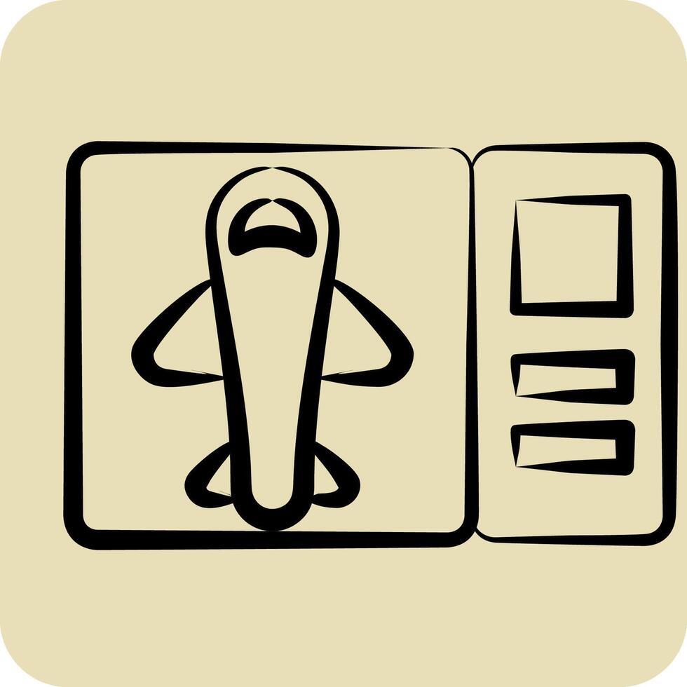 Icon Ticket. related to Travel symbol. hand drawn style. design editable vector