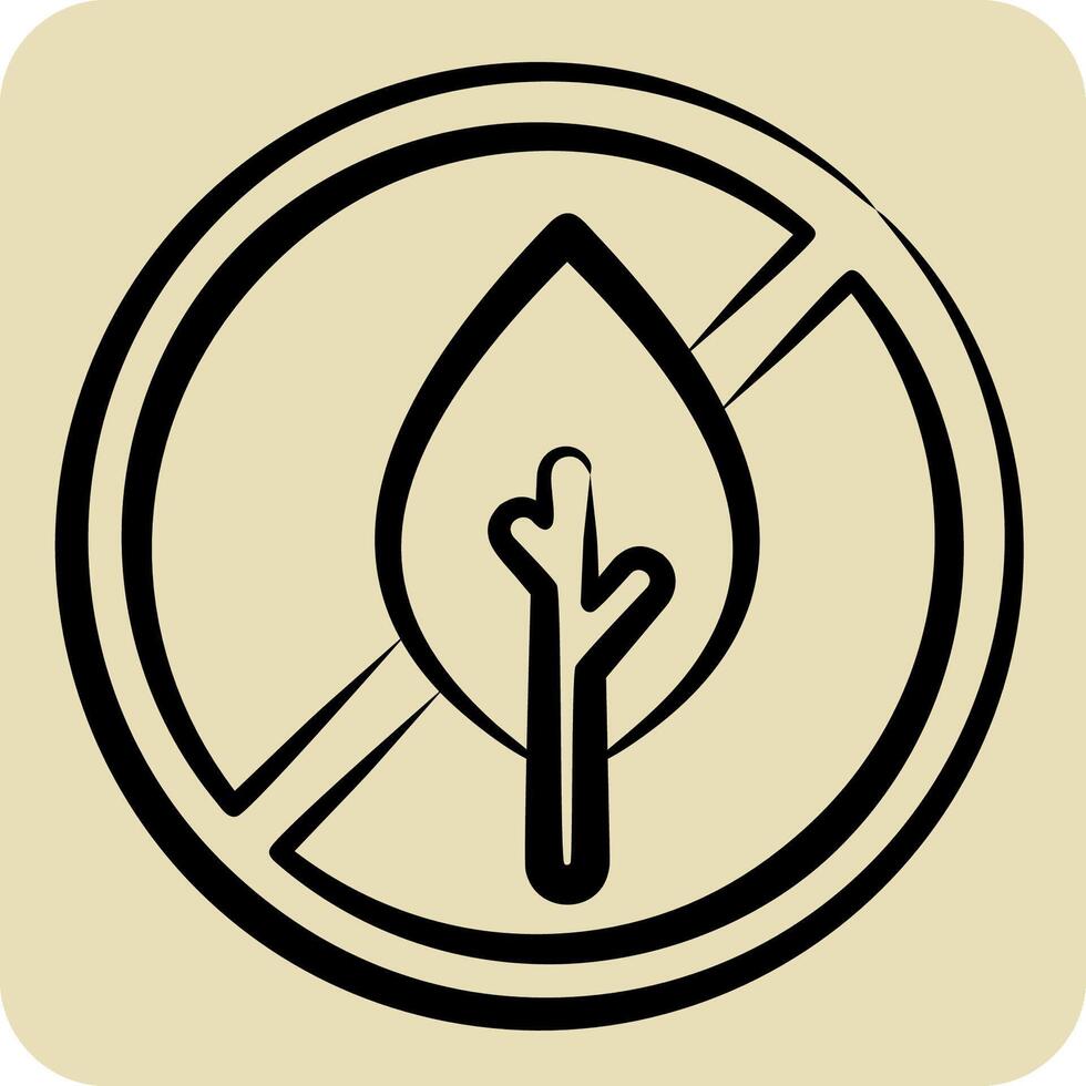 Icon No Tabacco. related to Vape symbol. hand drawn style. design editable vector