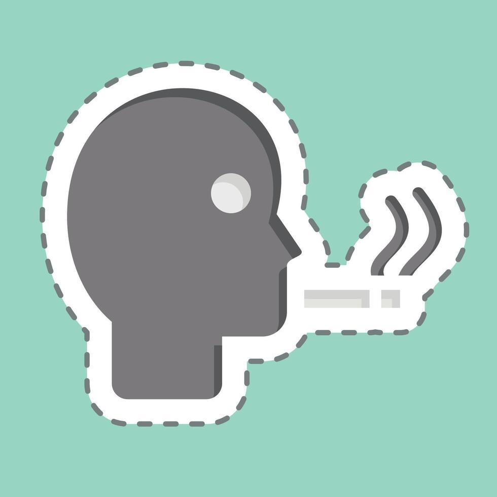 Sticker line cut Man Smoking. related to Smoking symbol. design editable vector