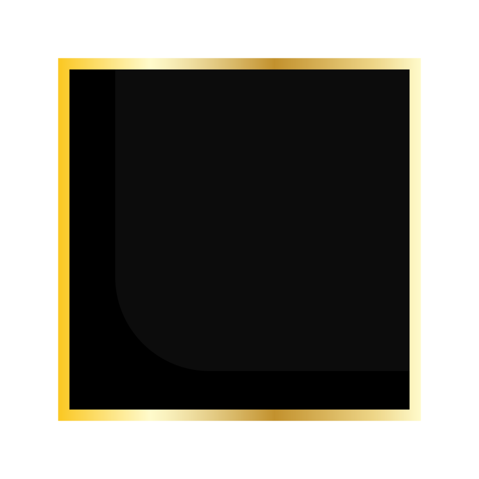 Golden luxury shiny glowing vintage frame with shadows. gold border decoration png