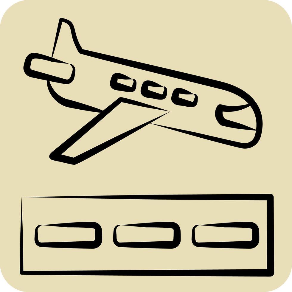 Icon Landing. related to Travel symbol. hand drawn style. design editable vector