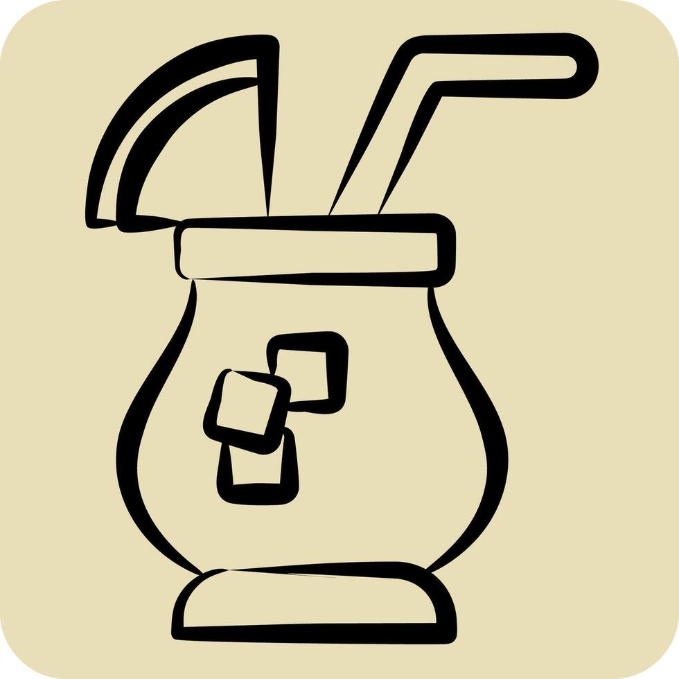 Icon Cocktail. related to Summer symbol. hand drawn style. design editable vector