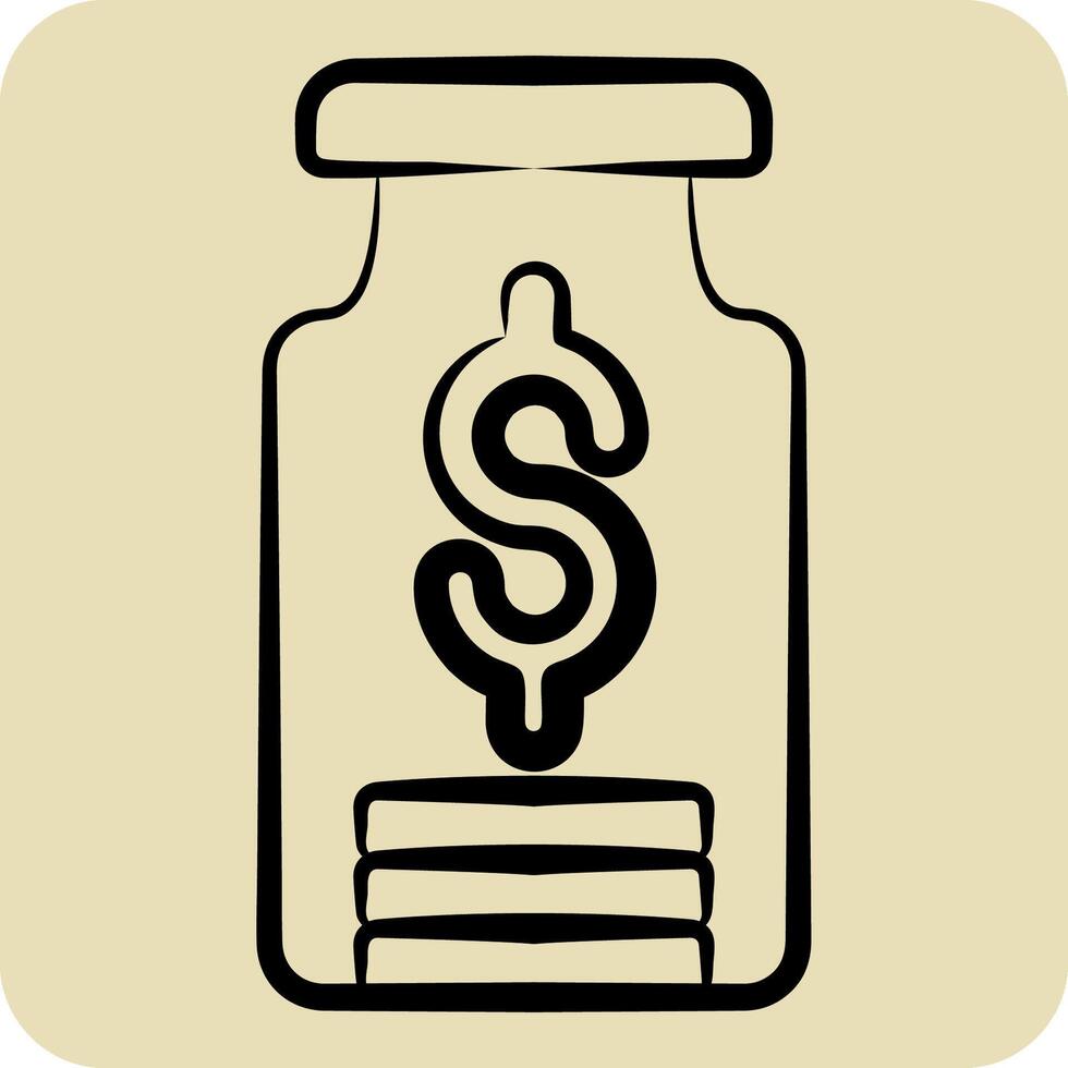 Icon Saving. related to Retirement symbol. hand drawn style. design editable vector
