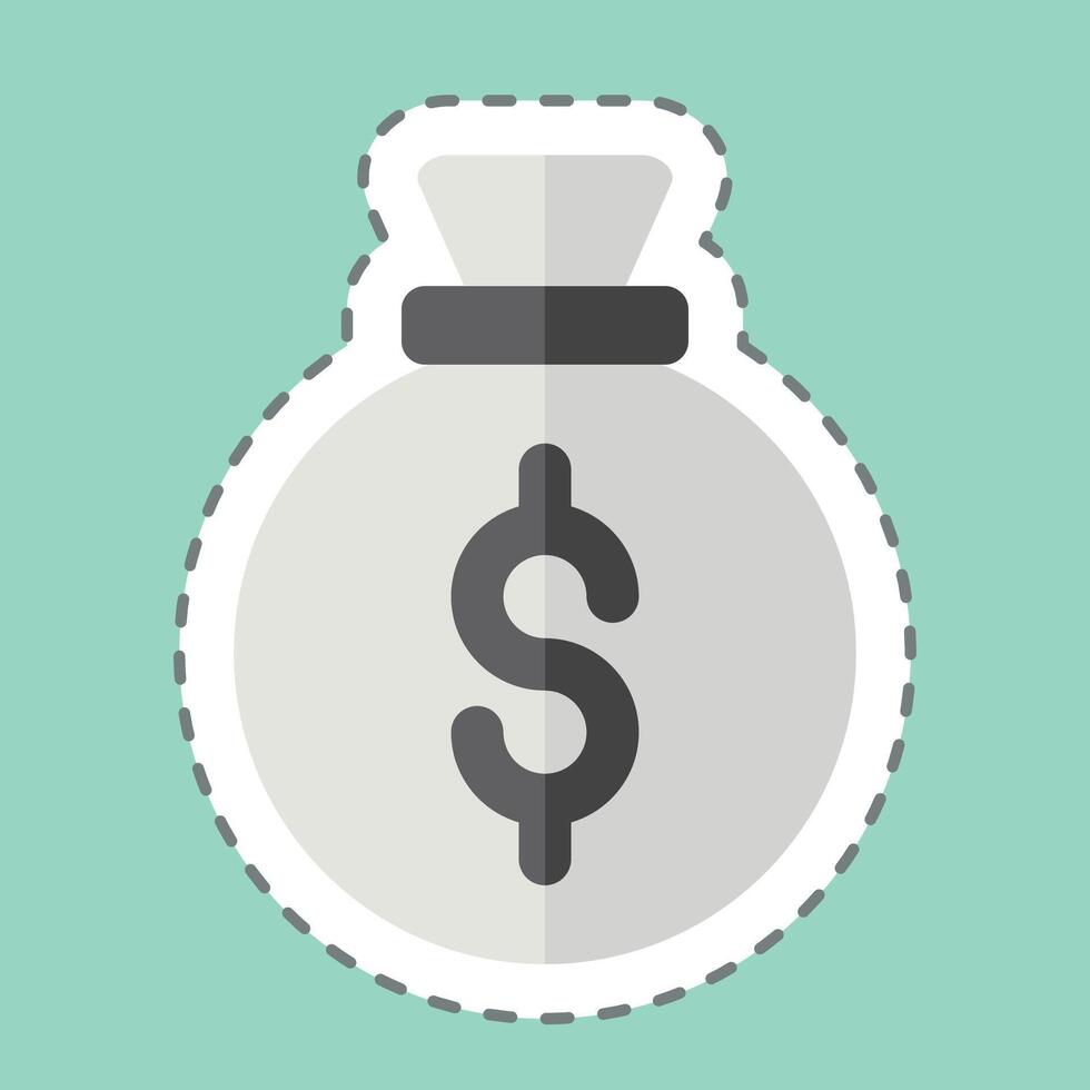 Sticker line cut Money. related to Retirement symbol. design editable vector