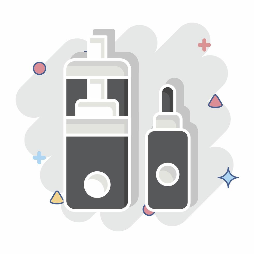 Icon Vape and Liquid. related to Vape symbol. comic style. design editable vector