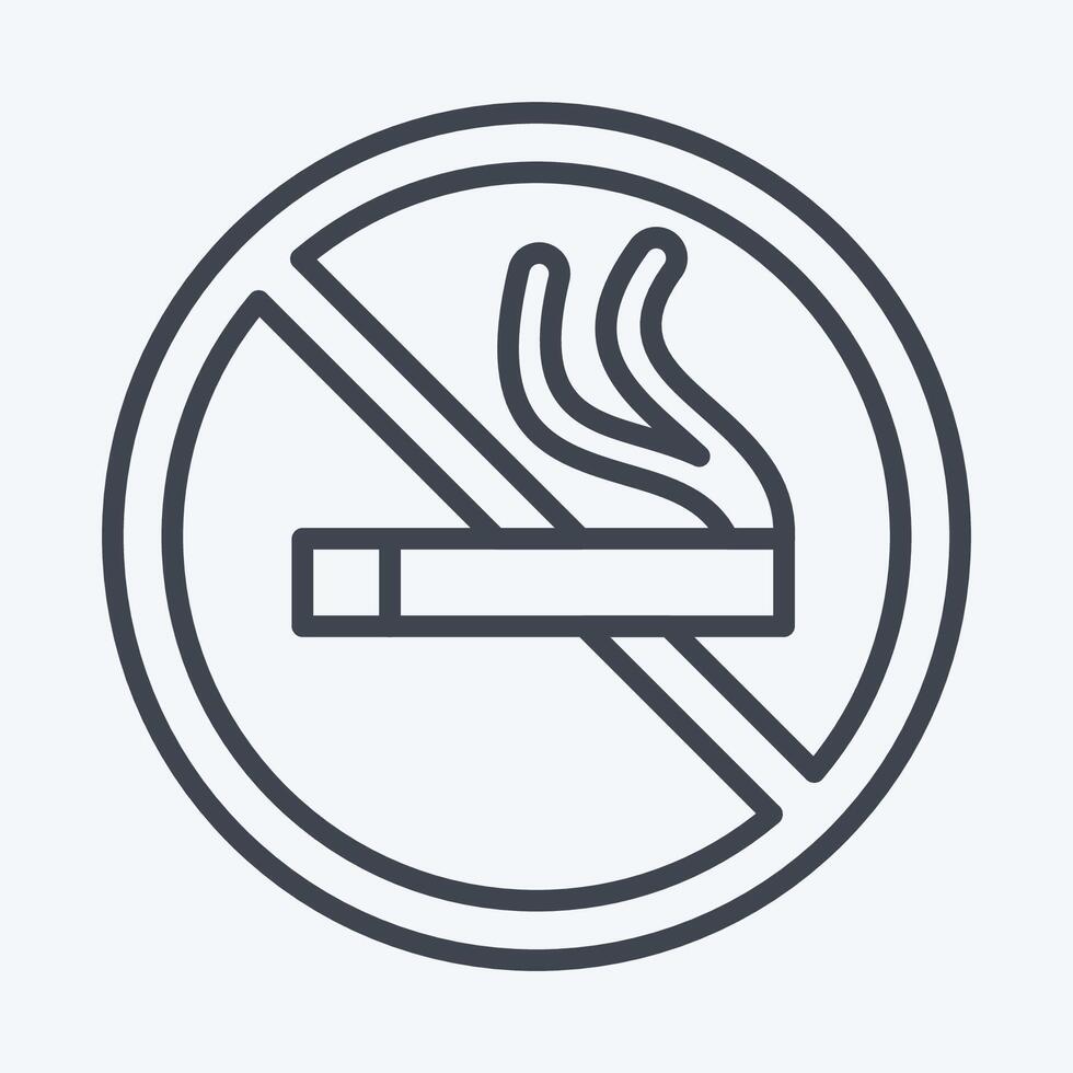 Icon No Smoking. related to Smoking symbol. line style. design editable vector