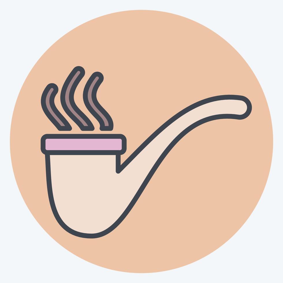 Icon Pipe. related to Smoking symbol. color mate style. design editable vector