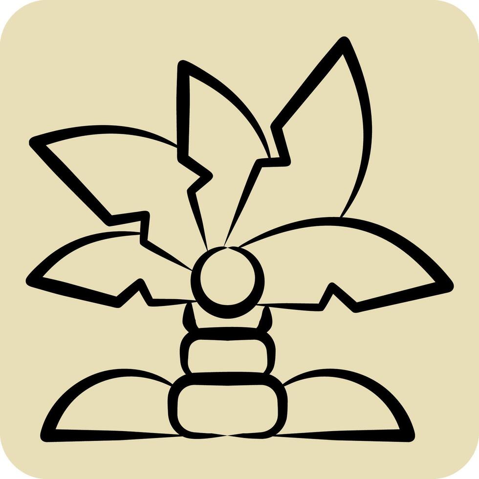 Icon Palm. related to Summer symbol. hand drawn style. design editable vector