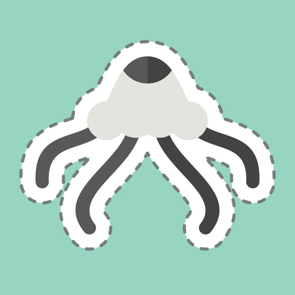 Sticker line cut Jelly Fish. related to Summer symbol. design editable vector
