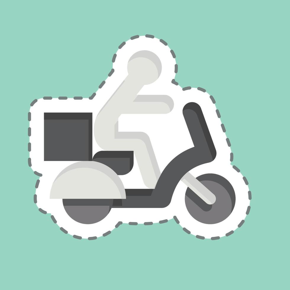 Sticker line cut Delivery. related to Restaurant symbol. design editable vector