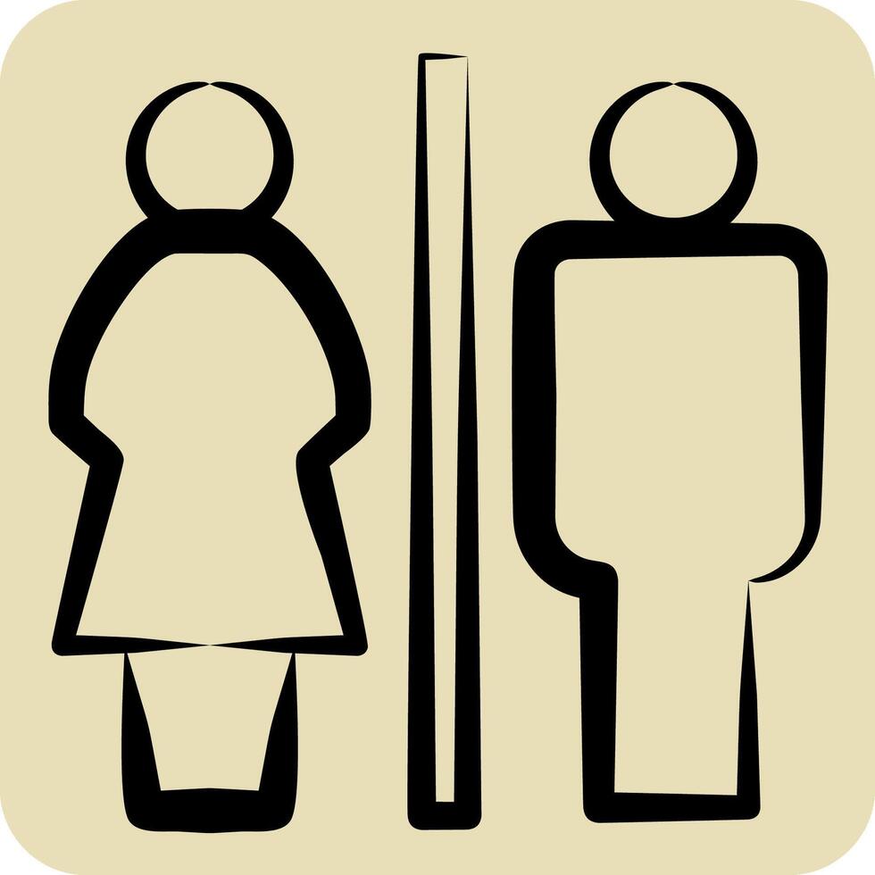 Icon Toilet. related to Restaurant symbol. hand drawn style. design editable vector