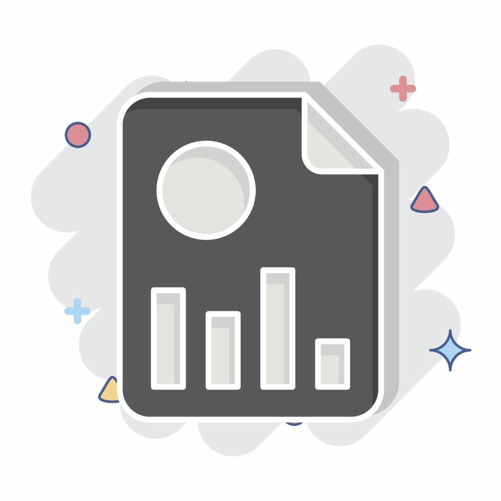 Icon Financial Report. related to Retirement symbol. comic style. design editable vector