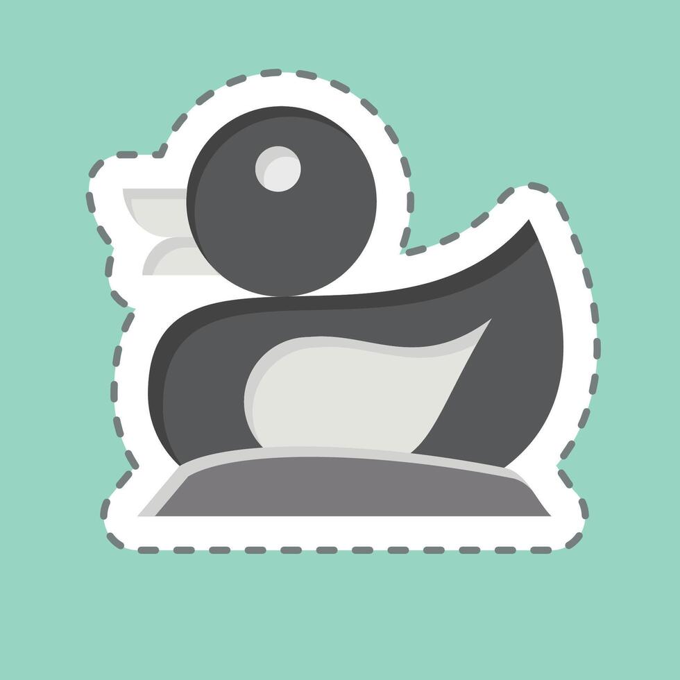 Sticker line cut Duck. related to Kindergarten symbol. design editable vector